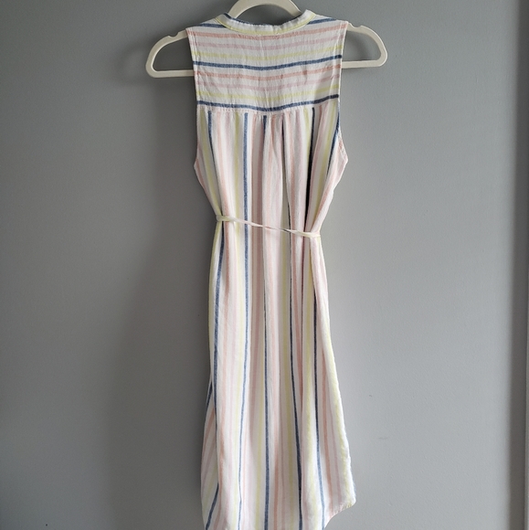 Splendid Linen Blend Button Front Midi Dress in Picnic Stripe - Picture 7 of 16